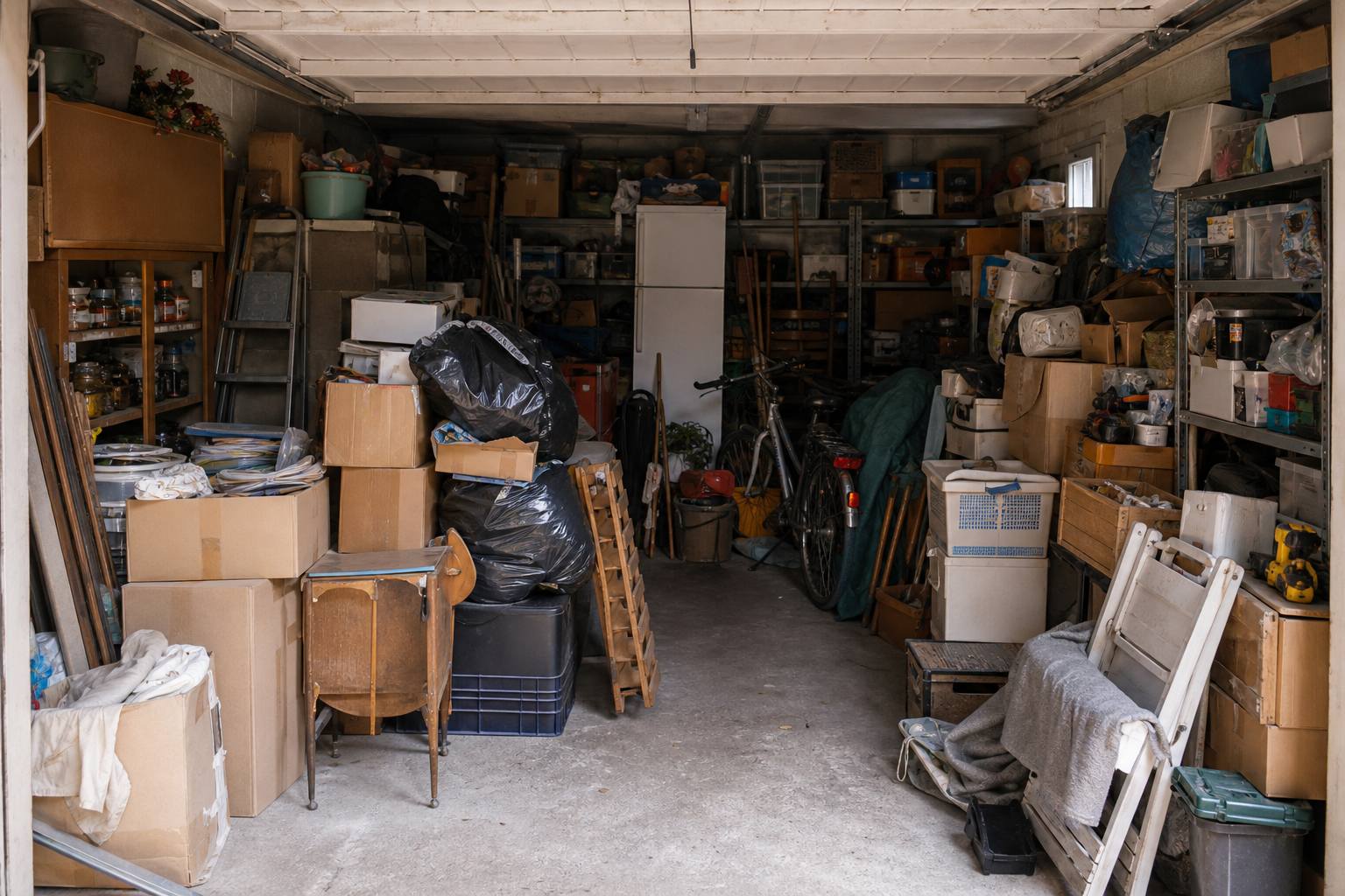 Avant chantier de debarras maison avec garage a Aulnay-sous-Bois