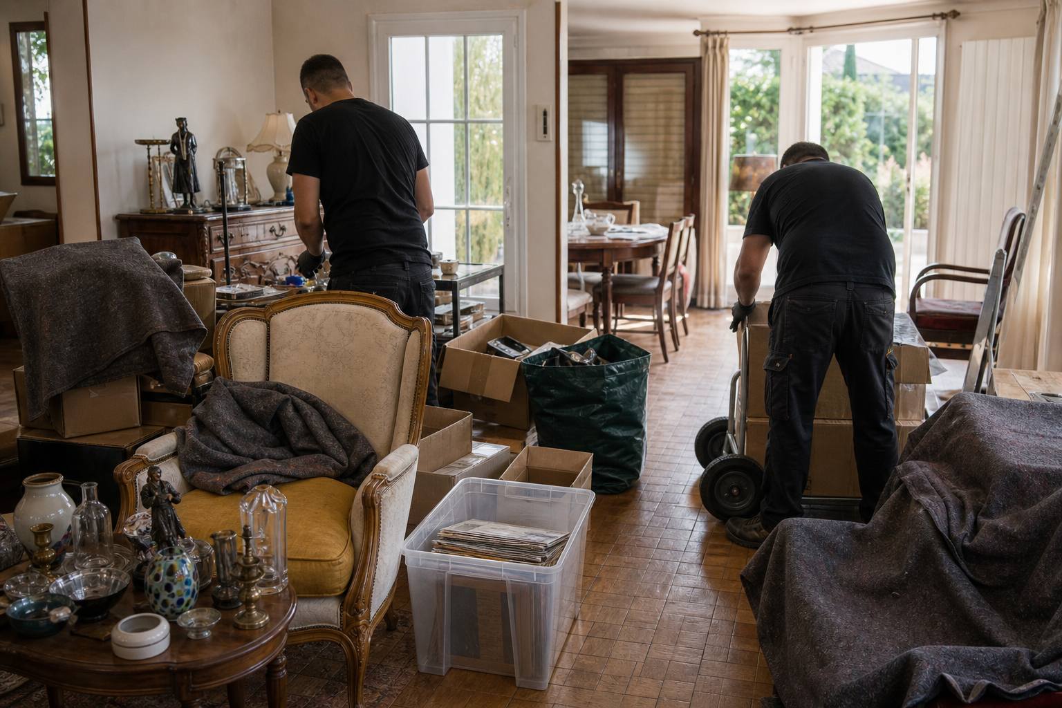 Pendant chantier de debarras pavillon a Colombes