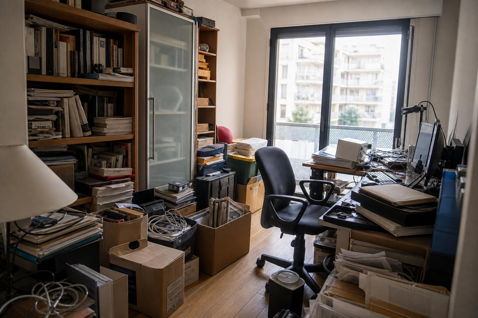 Avant chantier de debarras appartement et bureau a Courbevoie
