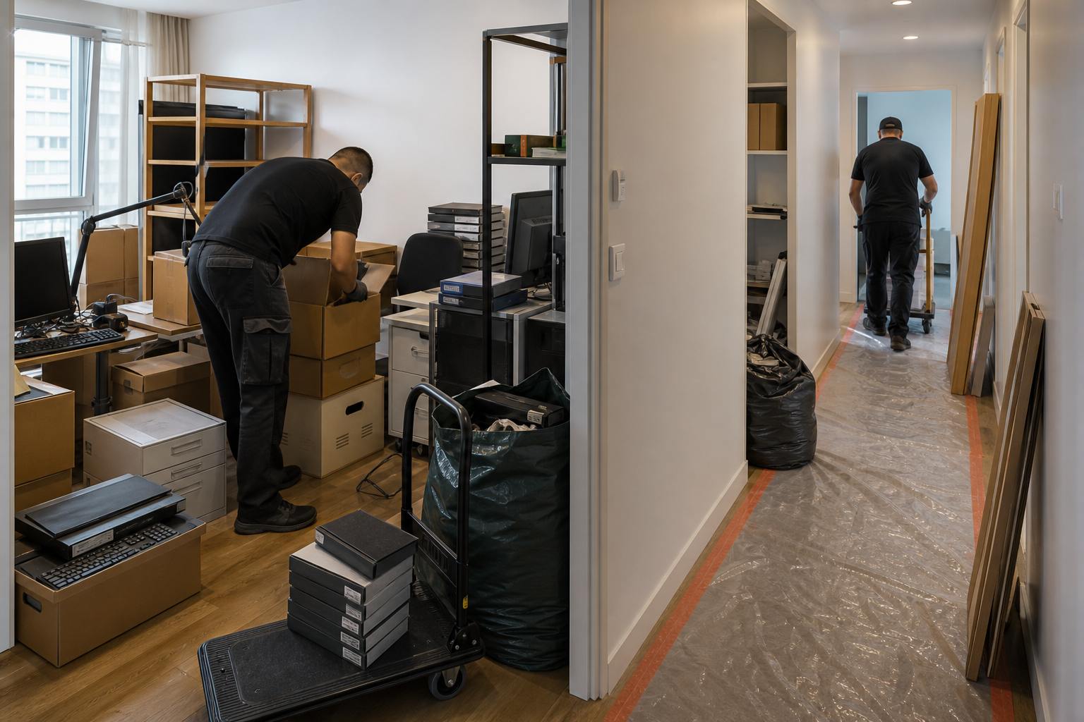 Pendant chantier de debarras appartement et bureau a Courbevoie