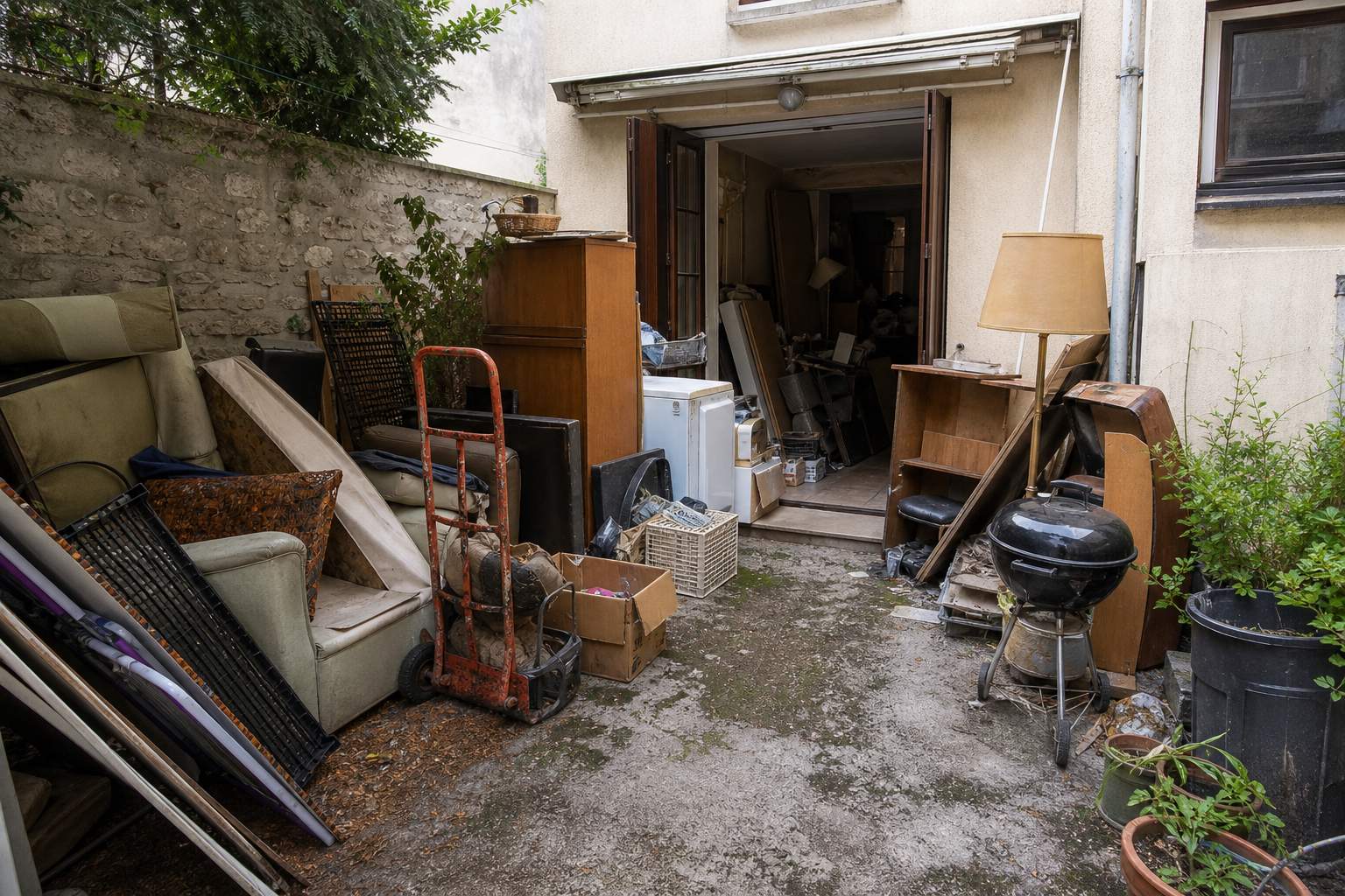 Avant chantier de debarras maison et cave a Creteil