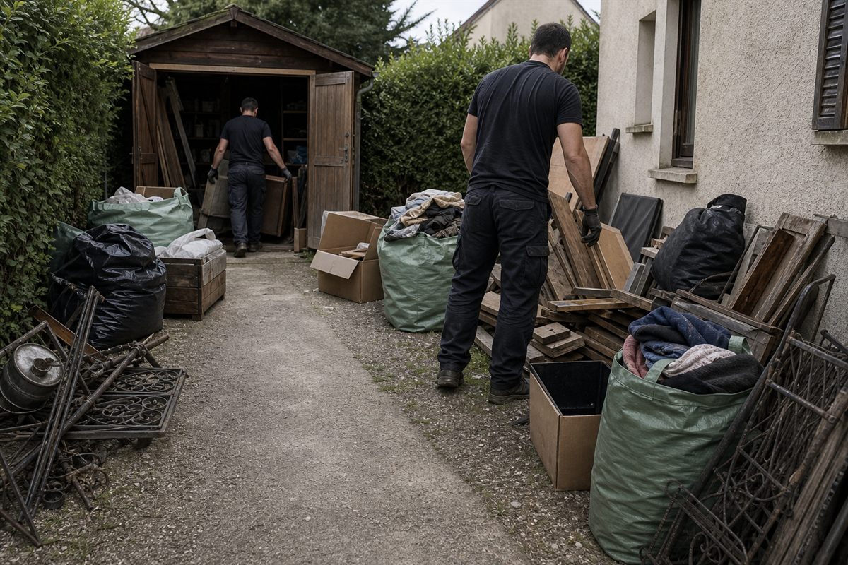 Pendant chantier de debarras maison a Mantes-la-Jolie