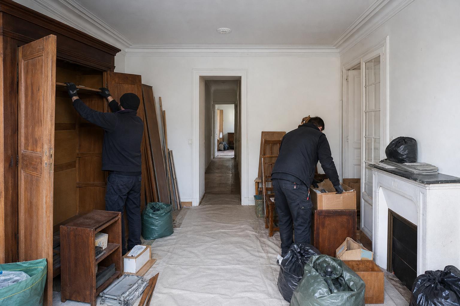 Pendant chantier de debarras appartement familial a Saint-Denis