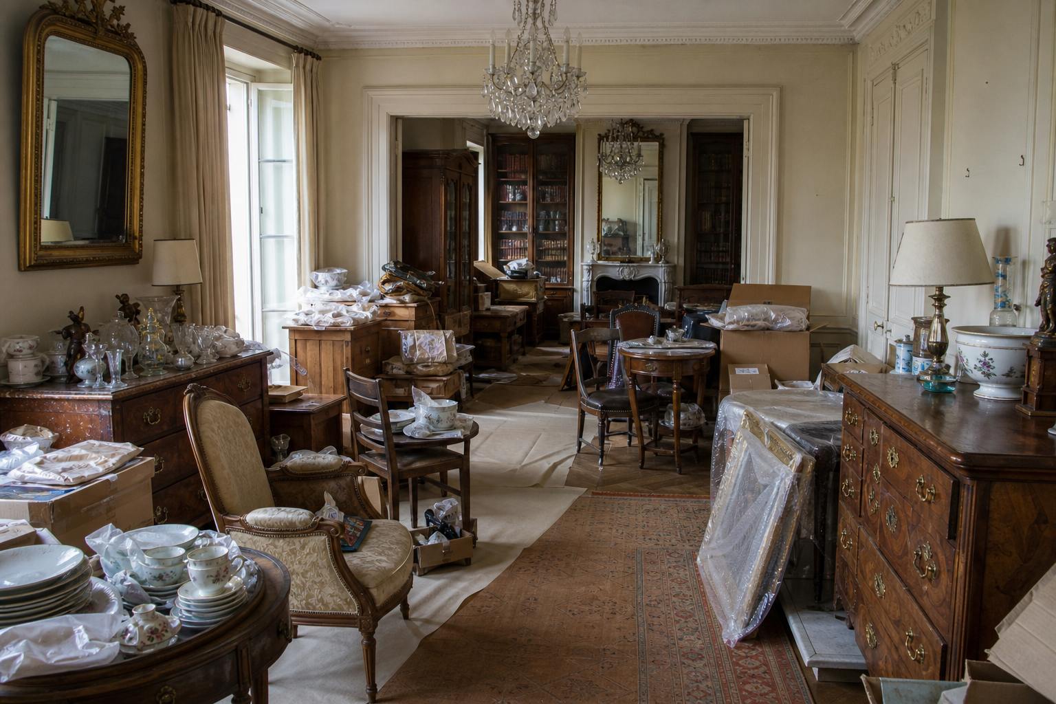 Avant chantier de debarras maison de standing a Versailles