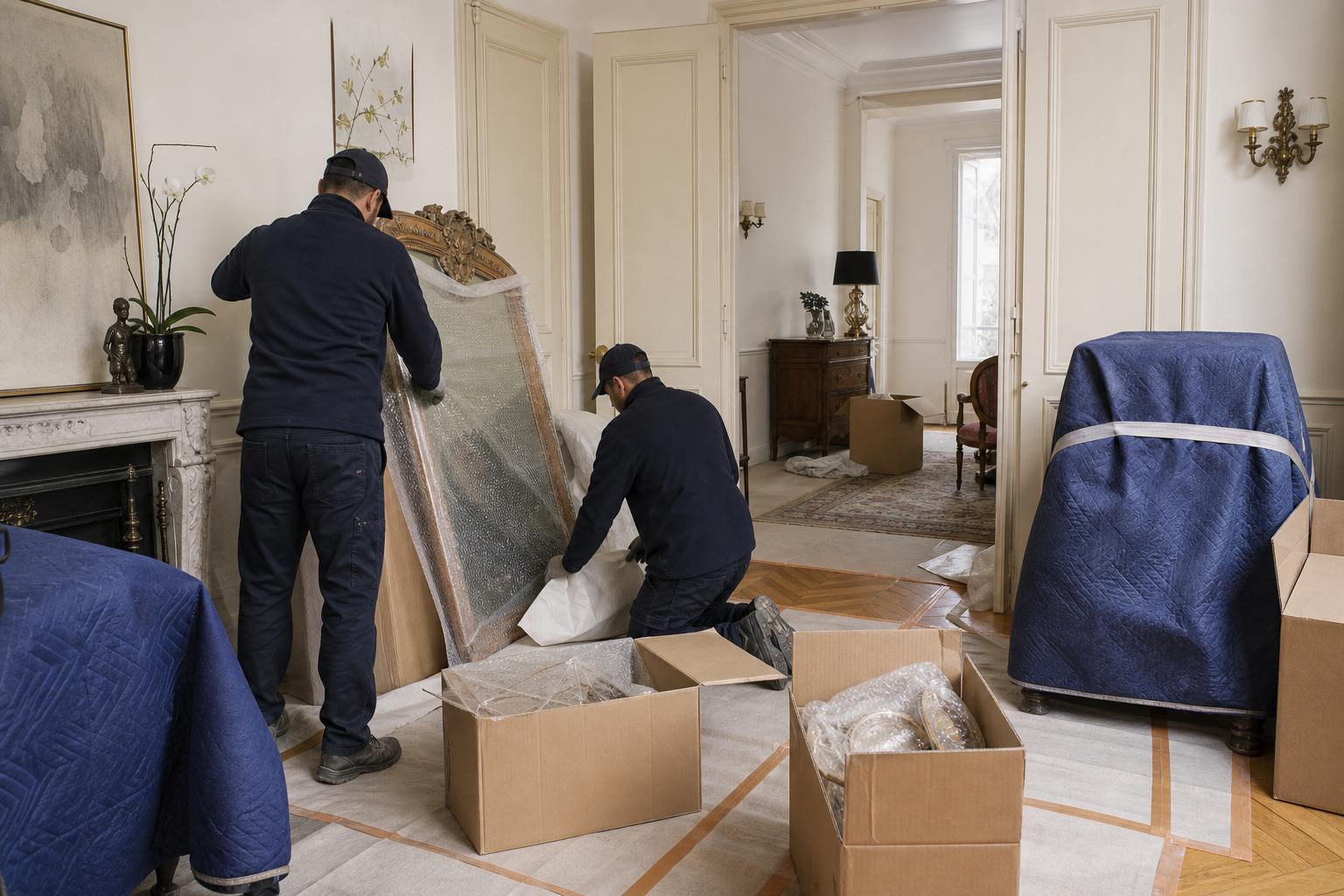 Pendant chantier de debarras maison de standing a Versailles