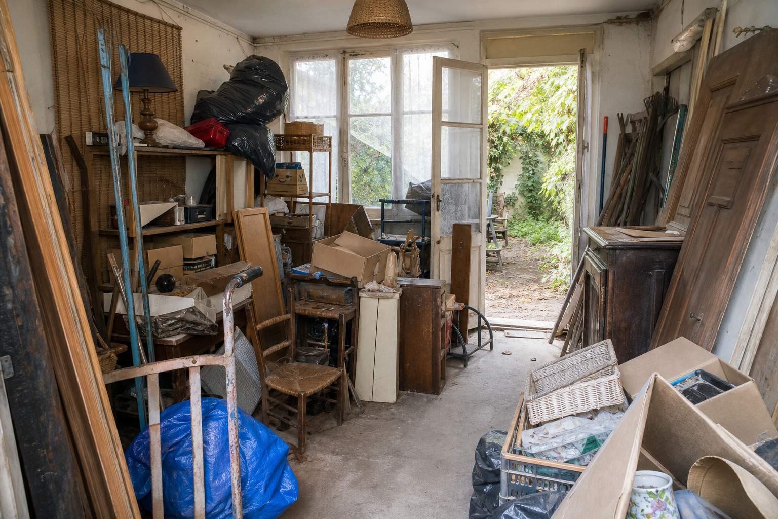 Avant chantier de debarras maison avec dependances a Vitry-sur-Seine
